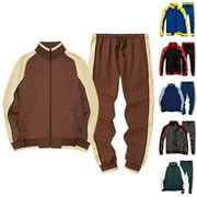 Men Track Suits Sets Clearance Long Sleeve Full-zip Sweatsuit Active Jackets and Pants 2 Piece Outfits Sky Blue 10(XL)
